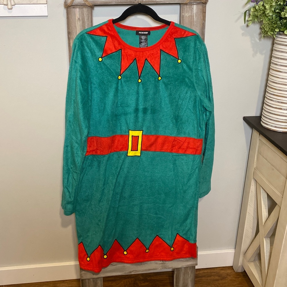 Joe Boxer Long Sleeve Christmas Elf Pajama Dress | Size L